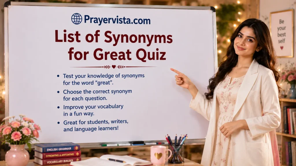 List of Synonyms for Great Quiz