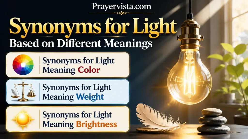 Synonyms for Light Based on Different Meanings