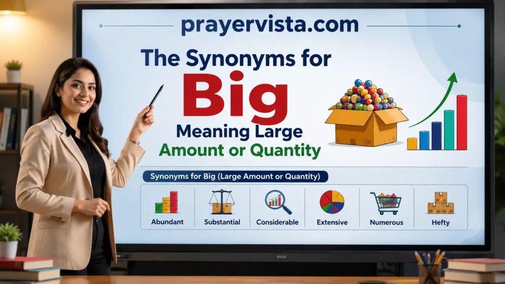 The Synonyms for Big Meaning Large Amount or Quantity