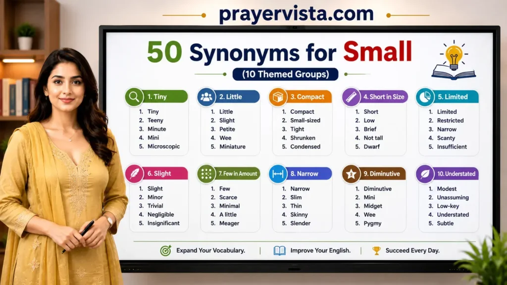 50 Synonyms for Small (10 Themed Groups)